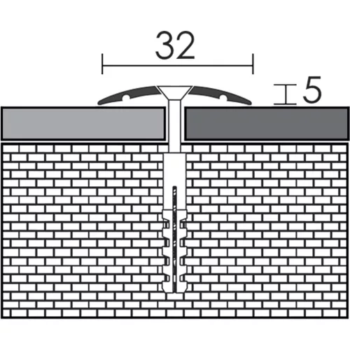 Aluminium 32 mm-es íves burkolatváltó profil - 62702 - ezüst - 2,7m - csavaros