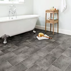   tekercses vinyl padló, PVC -  szürke kő mintás Nero 395 2 m