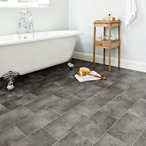 tekercses vinyl padló, PVC -  szürke kő mintás Nero 395 2 m