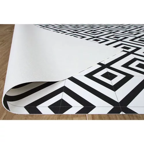 tekercses vinyl padló, PVC -  fekete-fehér csempe mintás Colandra 99T 3 m