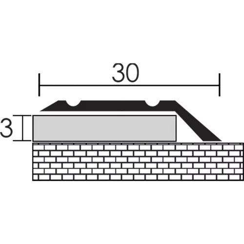 Aluminium 3 mm-es magasságkiegyenlítő profil - 42702 - ezüst - 2,7m - öntapadós