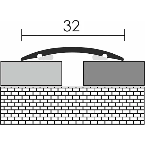 Aluminium 32 mm-es íves burkolatváltó profil - 62706 - bronz - 2,7m - öntapadós