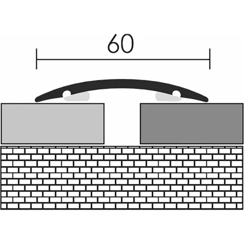 Aluminium 60 mm-es íves burkolatváltó profil - 01006 - bronz - 1m - öntapadós