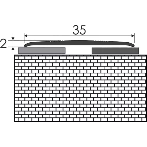 Aluminium 35 mm-es lapos burkolatváltó profil - 12706 - bronz - 2,7m - öntapadós