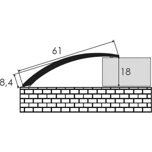 Aluminium 61 mm-es magasságkiegyenlítő profil - 93002 - ezüst - 3m - öntapadós
