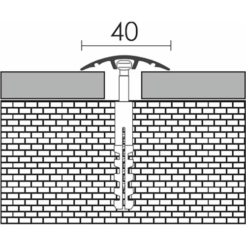 Aluminium 40 mm-es íves burkolatváltó profil - 60907 - pezsgő - 0,9m - csavaros