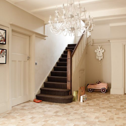 tekercses vinyl padló, PVC -  világosbarna csempe mintás Atlux 535 4 m