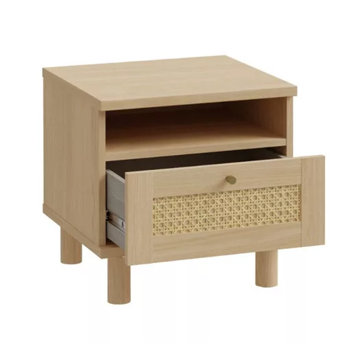 Sparrow éjjeliszekrény - CXSK011-M696 - elegancia tölgy/természetes rattan