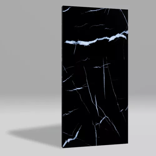 Falpanel, márvány mintával, PVC, 280x120 cm - Black - White Roots