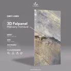 Falpanel, márvány mintával, 3D nyomtatott, 240x120 cm - Grey Lines