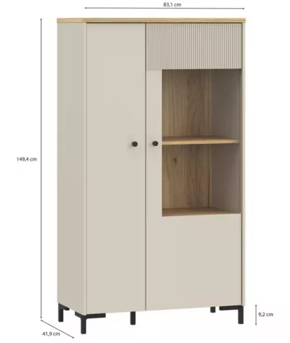 Gigabit (BITV521R-M846) álló vitrin - mauvella tölgy, homok