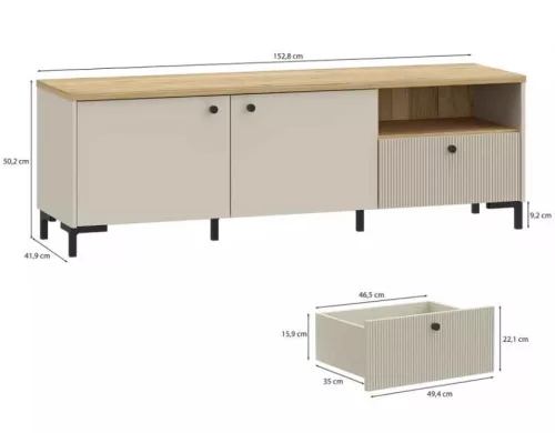 Gigabit (BITT121L-M846) tv-állvány - mauvella tölgy, homok