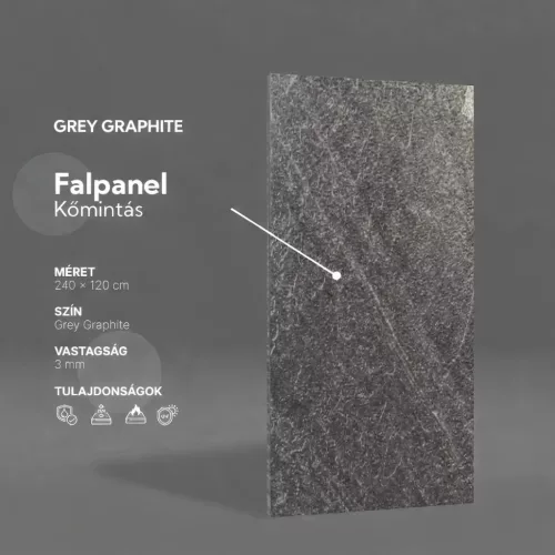 Falpanel, kőmintás, PVC, 280x120 cm - Grey Graphite