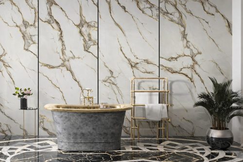 Falpanel, márvány mintával, PVC, 280x120 cm - Scent of Gold