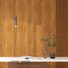 Falpanel, fa mintával, bambuszrost, 280x60 cm - Warm Hazel