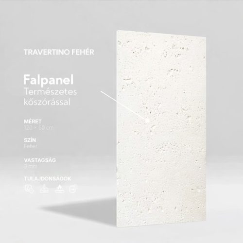 Flexible stone, mészkő hatású, 120x60 cm, Travertino - White