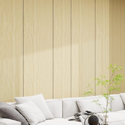 Falpanel, fa mintával, bambuszrost, 280x120 cm - Honey Oak