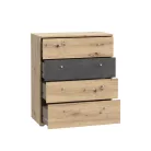 Canzano komód - T2KK212-C752 - sötét beton/artisan tölgy