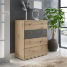 Canzano komód - T2KK212-C752 - sötét beton/artisan tölgy