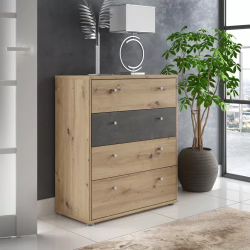 Canzano komód - T2KK212-C752 - sötét beton/artisan tölgy