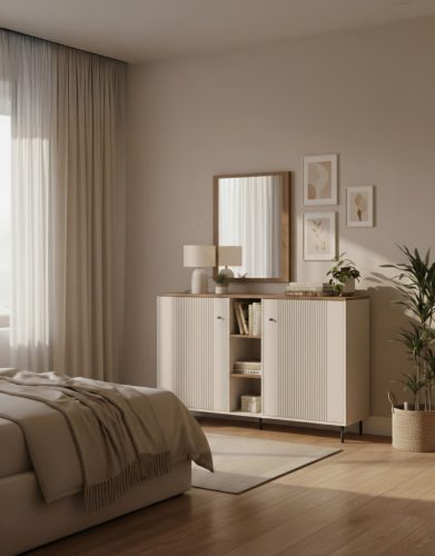 Cappuccino (KOM2D z POL) komód polccal - kasmír/antico tölgy