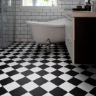 tekercses vinyl padló, PVC -  fekete-fehér csempe mintás Artix 99T York 2 m