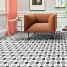 tekercses vinyl padló, PVC -  fekete-szürke csempe mintás Colandra 39T 2 m