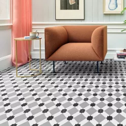   tekercses vinyl padló, PVC -  fekete-szürke csempe mintás Colandra 39T 2 m