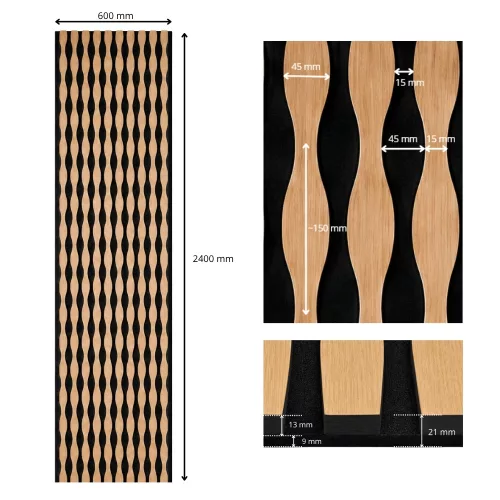 Akusztikus falpanel Lively LD2103K barna 60*240 cm