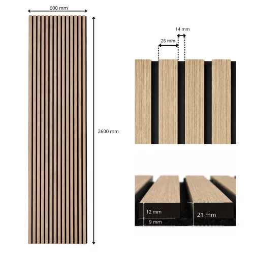 Akusztikus falpanel Lumigrid GS2101K világosbarna 60*260 cm