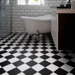  tekercses vinyl padló, PVC -  fekete-fehér csempe mintás Artix 99T York 4 m