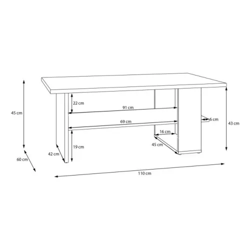 Manchester dohányzóasztal (CFTT5212-D108) - mauvella tölgy