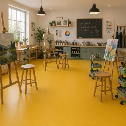 tekercses vinyl padló, PVC -  egyszínű Bluna 655 sárga 2 m