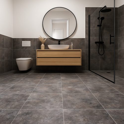 tekercses vinyl padló, PVC -  szürkés-barna kő mintás Stellum 885 Cor 2 m