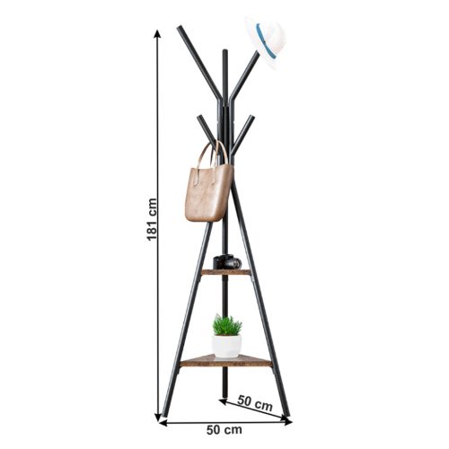 PLENTO állófogas/akasztó - fekete/tölgy smoke