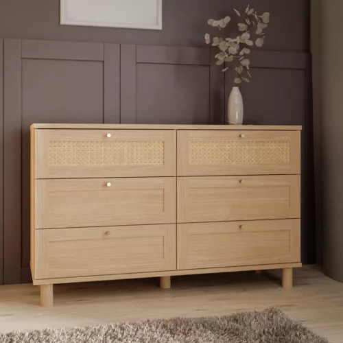 Sparrow Komód - CXSK221-M696 - elegancia tölgy/természetes rattan