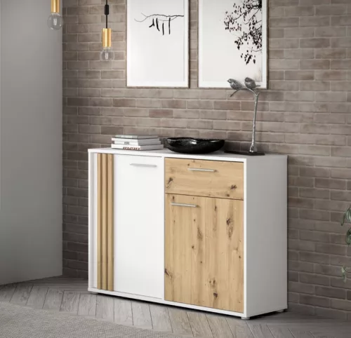 Cabat (CDGK222-C881) komód - fehér, artisan tölgy