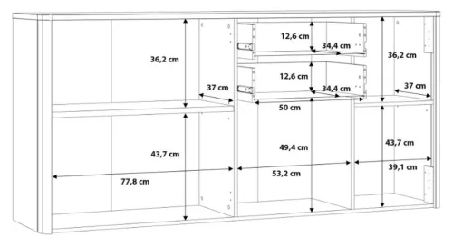 Leona komód (LKDK241L-M610) artisan tölgy/wolfram szürke