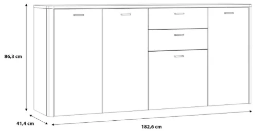 Leona komód (LKDK241L-M610) artisan tölgy/wolfram szürke