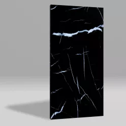   Falpanel, márvány mintával, PVC, 240x120 cm - Black - White Roots