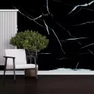 Falpanel, márvány mintával, PVC, 240x120 cm - Black - White Roots