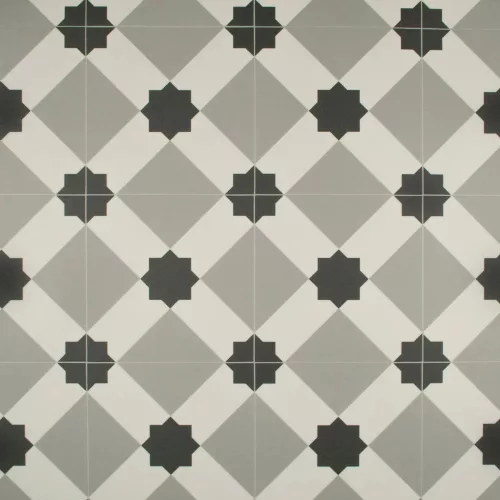 tekercses vinyl padló, PVC -  fekete-szürke csempe mintás Colandra 39T 4 m