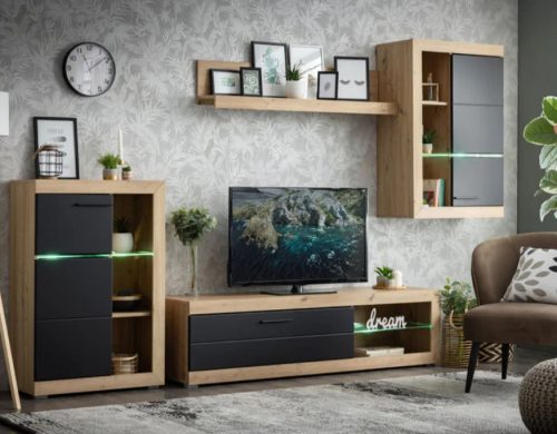 Sorrento nappali összeállítás - artisan tölgy/fekete