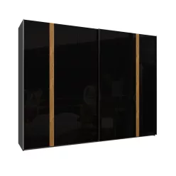   Tundra (TUZS12411-M542) gardróbszekrény - fekete/fényes fekete/catania tölgy
