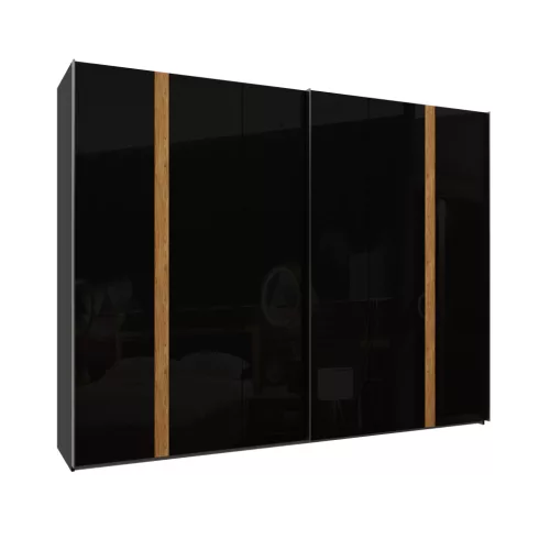 Tundra (TUZS12411-M542) gardróbszekrény - fekete/fényes fekete/catania tölgy