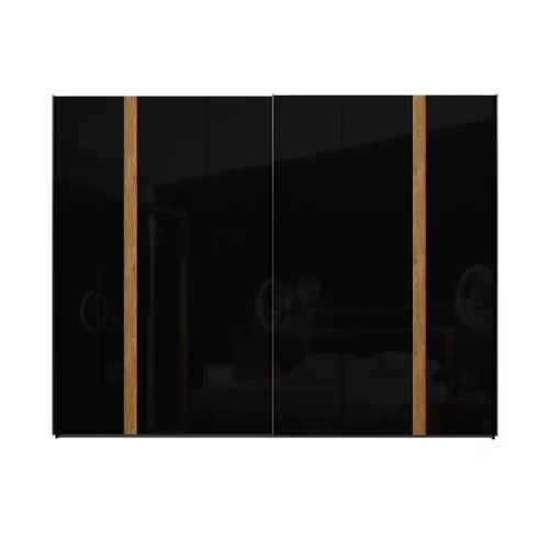 Tundra (TUZS12411-M542) gardróbszekrény - fekete/fényes fekete/catania tölgy