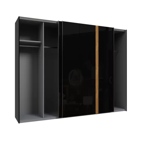 Tundra (TUZS12411-M542) gardróbszekrény - fekete/fényes fekete/catania tölgy