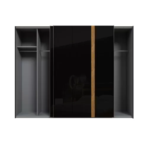 Tundra (TUZS12411-M542) gardróbszekrény - fekete/fényes fekete/catania tölgy