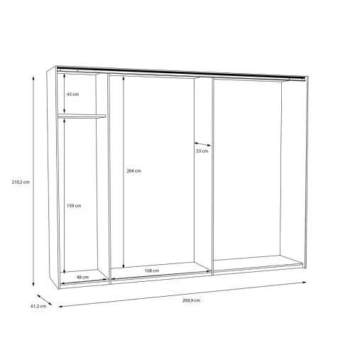 Tundra (TUZS12411-M542) gardróbszekrény - fekete/fényes fekete/catania tölgy