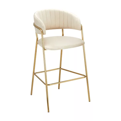 Design bárszék, bézs Velvet szövet/gold króm arany, DASMIN TYP 2